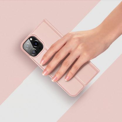 Dux Ducis Skin Pro Case - кожен калъф с поставка и отделение за кр. карти за iPhone 13 Pro Max (черен) 14