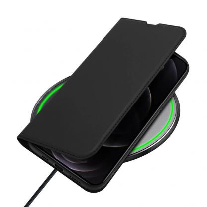 Dux Ducis Skin Pro Case - кожен калъф с поставка и отделение за кр. карти за iPhone 13 Pro (черен) 6
