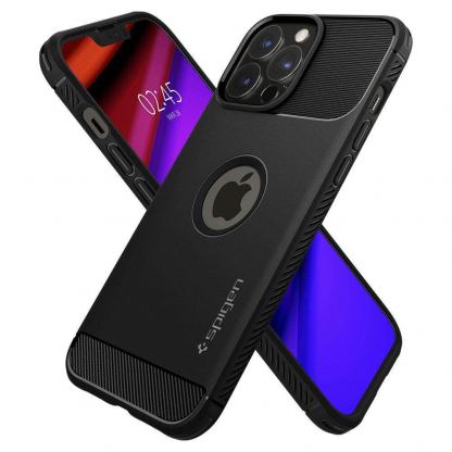 Spigen Rugged Armor Case - силиконов (TPU) калъф с висока степен на защита за iPhone 13 Pro Max (черен) 6