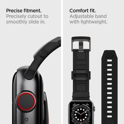 Spigen Rugged Band - хибридна каишка (полимер+карбон) за Apple Watch 45мм, 44мм и 42мм (черен) 11