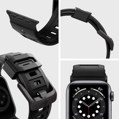 Spigen Rugged Band - хибридна каишка (полимер+карбон) за Apple Watch 45мм, 44мм и 42мм (черен) 12