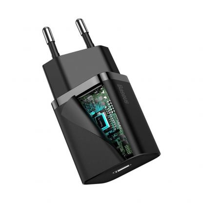 Baseus Super Si USB-C PD Wall Charger 20W (TZCCSUP-B01) - захранване за ел. мрежа с USB-C изход с технология за бързо зареждане и USB-C към Lightning кабел (черен) 3