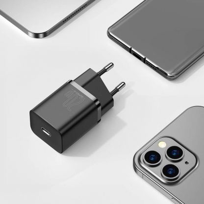 Baseus Super Si USB-C PD Wall Charger 20W (TZCCSUP-B01) - захранване за ел. мрежа с USB-C изход с технология за бързо зареждане и USB-C към Lightning кабел (черен) 10