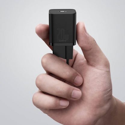 Baseus Super Si USB-C PD Wall Charger 20W (TZCCSUP-B01) - захранване за ел. мрежа с USB-C изход с технология за бързо зареждане и USB-C към Lightning кабел (черен) 12
