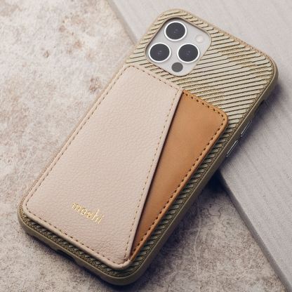 Moshi SnapTo Magnetic Slim Wallet - кожен портфейл (джоб) за прикрепяне към Moshi кейсове и калъфи със SnapTo технология за закрепяне (розов) 3