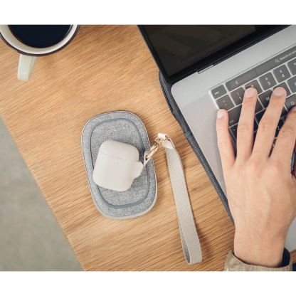 Moshi Pebbo Detachable Wrist Strap Case - силиконов кейс с каишка за Apple Airpods и Apple Airpods 2 (бежов) 3