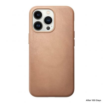 Nomad Modern Leather MagSafe Case - кожен (естествена кожа) кейс с MagSafe за iPhone 13 (бежов) 3
