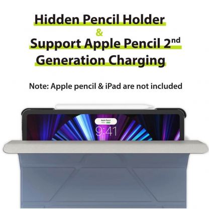 SwitchEasy Origami Case - полиуретанов кейс и поставка за iPad Pro 12.9 M1 (2021), iPad Pro 12.9 (2020), iPad Pro 12.9 (2018) (светлосин) 5