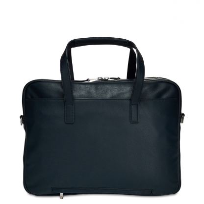Knomo Hanover Slim Leather Laptop Briefcase 14 - луксозна чанта за MacBook и преносими компютри до 14 инча (тъмносин) 4