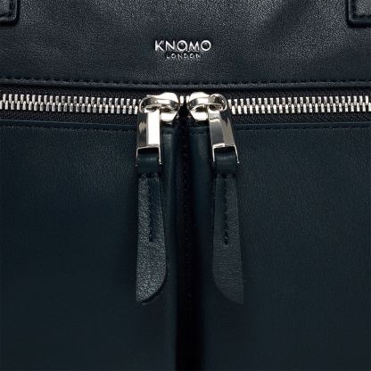 Knomo Hanover Slim Leather Laptop Briefcase 14 - луксозна чанта за MacBook и преносими компютри до 14 инча (тъмносин) 6