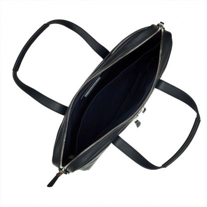 Knomo Hanover Slim Leather Laptop Briefcase 14 - луксозна чанта за MacBook и преносими компютри до 14 инча (тъмносин) 7