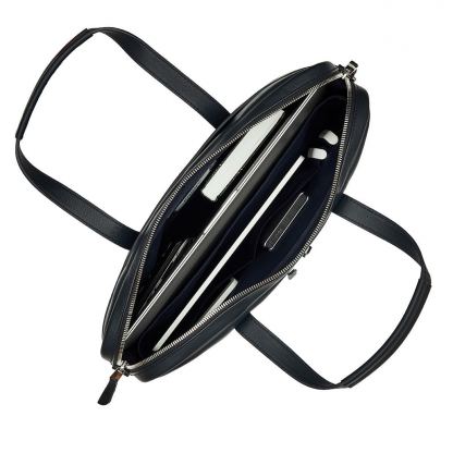 Knomo Hanover Slim Leather Laptop Briefcase 14 - луксозна чанта за MacBook и преносими компютри до 14 инча (тъмносин) 8