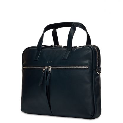 Knomo Hanover Slim Leather Laptop Briefcase 14 - луксозна чанта за MacBook и преносими компютри до 14 инча (тъмносин) 9