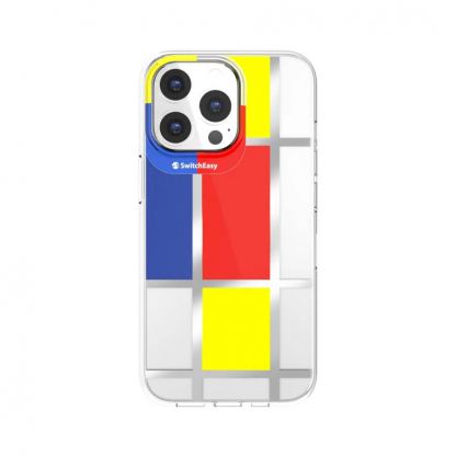 SwitchEasy Artist Mondrian Case - дизайнерски хибриден удароустойчив кейс за iPhone 13 Pro Max (прозрачен) 