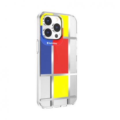 SwitchEasy Artist Mondrian Case - дизайнерски хибриден удароустойчив кейс за iPhone 13 Pro Max (прозрачен)  2