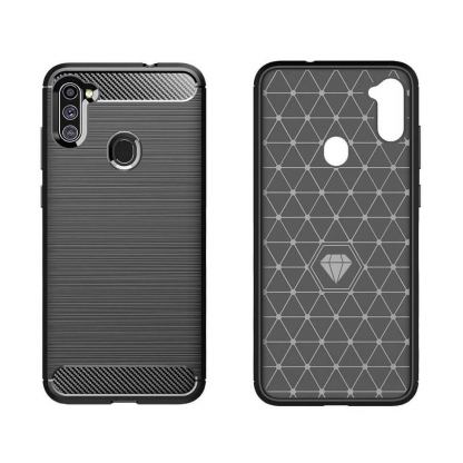Carbon Soft Silicone TPU Protective Case - силиконов калъф за Samsung Galaxy A11, Galaxy M11 (черен) 2