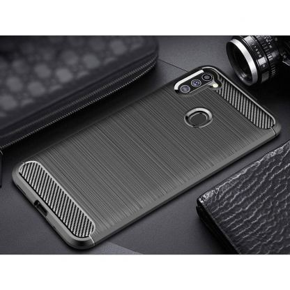 Carbon Soft Silicone TPU Protective Case - силиконов калъф за Samsung Galaxy A11, Galaxy M11 (черен) 6