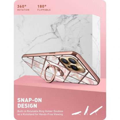i-Blason Cosmo SupCase Protective Case - удароустойчив хибриден кейс с пръстен против изпускане за iPhone 13 Pro Max (розов) 4
