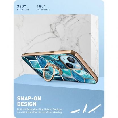 i-Blason Cosmo SupCase Protective Case - удароустойчив хибриден кейс с пръстен против изпускане за iPhone 13 (син) 4