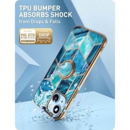 i-Blason Cosmo SupCase Protective Case - удароустойчив хибриден кейс с пръстен против изпускане за iPhone 13 (син) 5