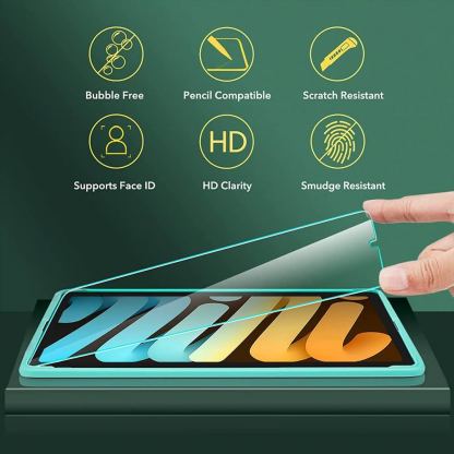 ESR Tempered Glass Screen Protector - калено стъклено защитно покритие за дисплея на iPad mini 6 (2021) (прозрачен) 6