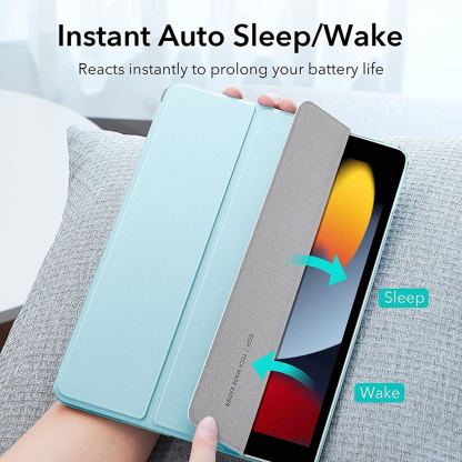 ESR Ascend Trifold Case - полиуретанов калъф с поставка за iPad 9 (2021), iPad 8 (2020), iPad 7 (2019) (светлосин) 6