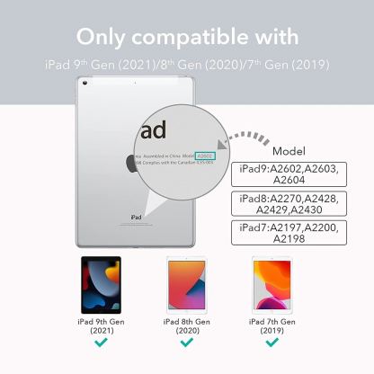 ESR Ascend Trifold Case - полиуретанов калъф с поставка за iPad 9 (2021), iPad 8 (2020), iPad 7 (2019) (тъмносин) 4