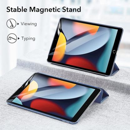 ESR Ascend Trifold Case - полиуретанов калъф с поставка за iPad 9 (2021), iPad 8 (2020), iPad 7 (2019) (тъмносин) 8