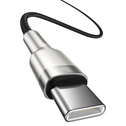 Baseus Cafule Metal Series USB-C to USB-C Cable 100W (CATJK-C01) - здрав кабел с въжена оплетка за устройства с USB-C порт (100 см) (черен) 2