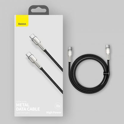 Baseus Cafule Metal Series USB-C to USB-C Cable 100W (CATJK-C01) - здрав кабел с въжена оплетка за устройства с USB-C порт (100 см) (черен) 15