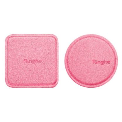 Ringke Magnetic Mount Metal Plate - два броя метална пластина с кожено покритие за магнитни поставки (розов) 2