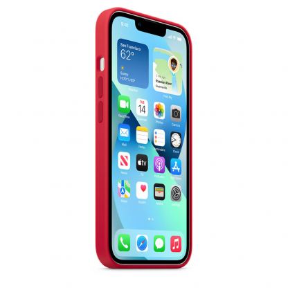 Apple iPhone Silicone Case with MagSafe - оригинален силиконов кейс за iPhone 13 с MagSafe (червен) 7