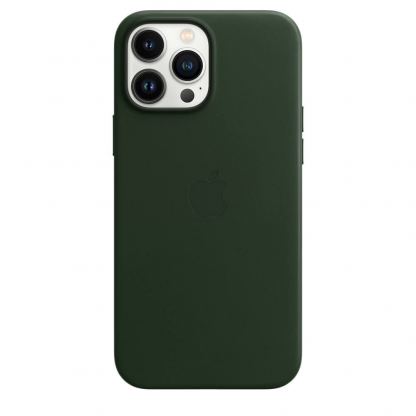 Apple iPhone Leather Case with MagSafe - оригинален кожен кейс (естествена кожа) за iPhone 13 Pro Max (зелен) 3