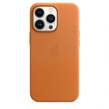 Apple iPhone Leather Case with MagSafe - оригинален кожен кейс (естествена кожа) за iPhone 13 Pro (оранжев) 2
