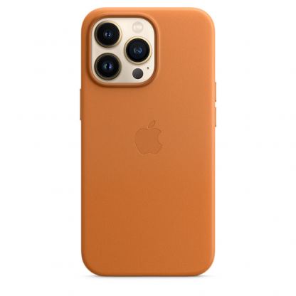 Apple iPhone Leather Case with MagSafe - оригинален кожен кейс (естествена кожа) за iPhone 13 Pro (оранжев) 3
