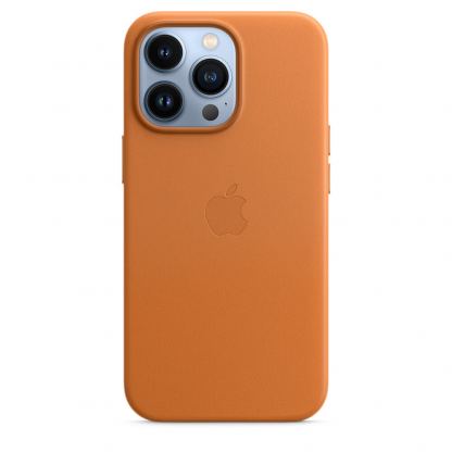 Apple iPhone Leather Case with MagSafe - оригинален кожен кейс (естествена кожа) за iPhone 13 Pro (оранжев) 4