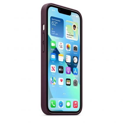 Apple iPhone Leather Case with MagSafe - оригинален кожен кейс (естествена кожа) за iPhone 13 (бордо) 7