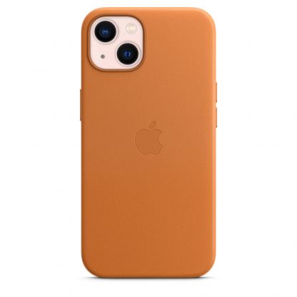 Apple iPhone Leather Case with MagSafe - оригинален кожен кейс (естествена кожа) за iPhone 13 (оранжев) 4