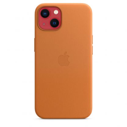 Apple iPhone Leather Case with MagSafe - оригинален кожен кейс (естествена кожа) за iPhone 13 (оранжев) 5