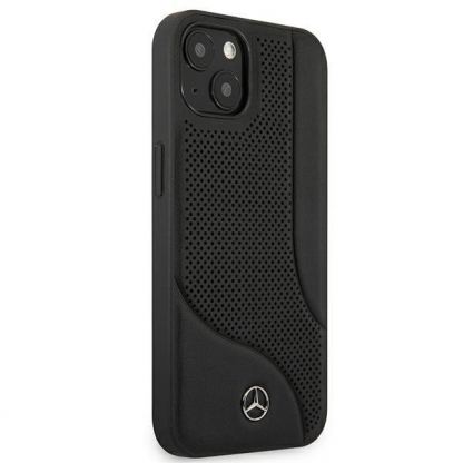 Mercedes Perforated Area Genuine Leather Hard Case - дизайнерски кожен кейс (естествена кожа) за iPhone 13 mini (черен) 4