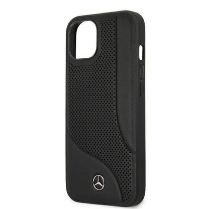 Mercedes Perforated Area Genuine Leather Hard Case - дизайнерски кожен кейс (естествена кожа) за iPhone 13 mini (черен) 6