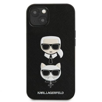 Karl Lagerfeld Karl & Choupette Saffiano Leather Case - дизайнерски кожен кейс за iPhone 13 mini (черен) 3