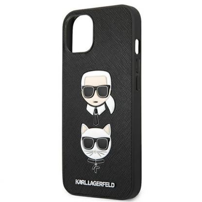 Karl Lagerfeld Karl & Choupette Saffiano Leather Case - дизайнерски кожен кейс за iPhone 13 mini (черен) 6