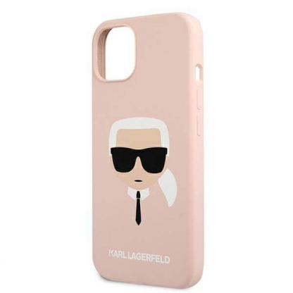 Karl Lagerfeld Head Silicone Case - дизайнерски силиконов кейс за iPhone 13 (розов) 6