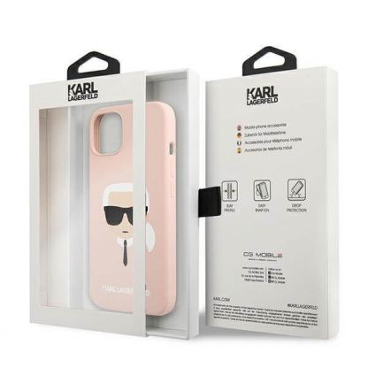 Karl Lagerfeld Head Silicone Case - дизайнерски силиконов кейс за iPhone 13 (розов) 8
