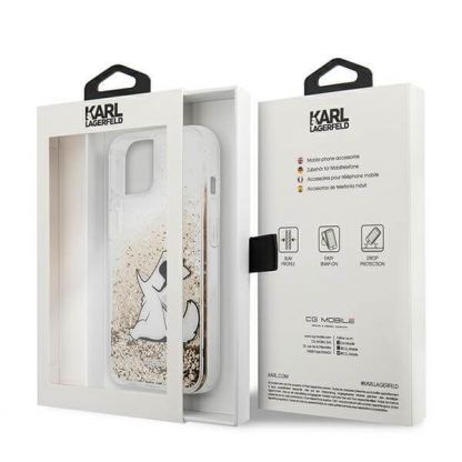 Karl Lagerfeld Liquid Glitter Choupette Fun Case - дизайнерски кейс с висока защита за iPhone 13 (прозрачен) 8