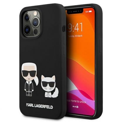 Karl Lagerfeld Karl & Choupette Silicone Case - дизайнерски силиконов кейс за iPhone 13 Pro (черен)