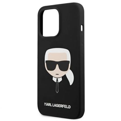 Karl Lagerfeld Head Silicone Case - дизайнерски силиконов кейс за iPhone 13 Pro (черен) 6