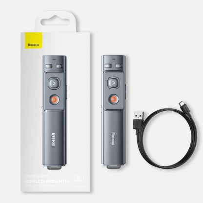 Baseus Orange Dot Wireless Presenter Charging version (WKCD000013) - безжично блутут устройство за управление на вашите презентации (тъмносив) 20