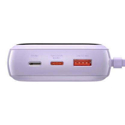 Baseus Qpow Digital Display Power bank with USB-C cable 22.5W (PPQD-I05) - външна батерия 20000 mAh с вграден USB-C кабел и USB-C, USB-A и Lightning изходи (лилав) 7